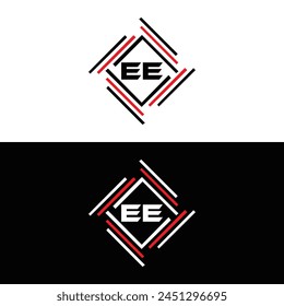 EE logo. E E design. White EE letter. EE, E E letter logo design. Initial letter EE linked circle uppercase monogram logo.