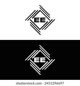 EE logo. E E design. White EE letter. EE, E E letter logo design. Initial letter EE linked circle uppercase monogram logo.