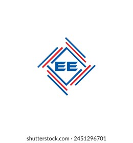 EE logo. E E design. White EE letter. EE, E E letter logo design. Initial letter EE linked circle uppercase monogram logo.