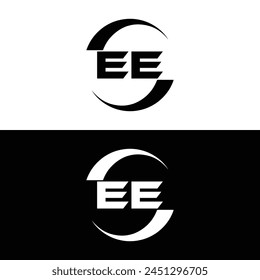 EE logo. E E design. White EE letter. EE, E E letter logo design. Initial letter EE linked circle uppercase monogram logo.