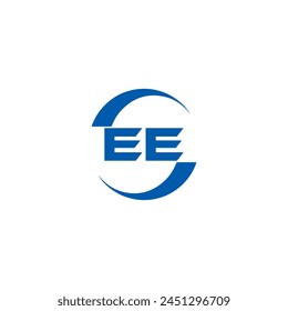 EE logo. E E design. White EE letter. EE, E E letter logo design. Initial letter EE linked circle uppercase monogram logo.