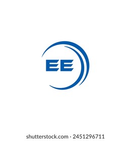 EE logo. E E design. White EE letter. EE, E E letter logo design. Initial letter EE linked circle uppercase monogram logo.