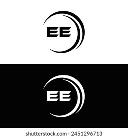 EE logo. E E design. White EE letter. EE, E E letter logo design. Initial letter EE linked circle uppercase monogram logo.