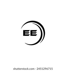 EE logo. E E design. White EE letter. EE, E E letter logo design. Initial letter EE linked circle uppercase monogram logo.