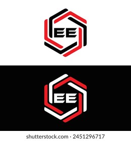 EE logo. E E design. White EE letter. EE, E E letter logo design. Initial letter EE linked circle uppercase monogram logo.