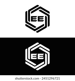 EE logo. E E design. White EE letter. EE, E E letter logo design. Initial letter EE linked circle uppercase monogram logo.