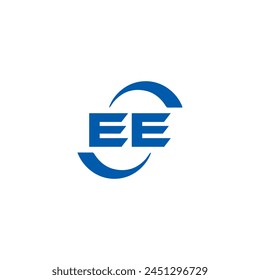 EE logo. E E design. White EE letter. EE, E E letter logo design. Initial letter EE linked circle uppercase monogram logo.