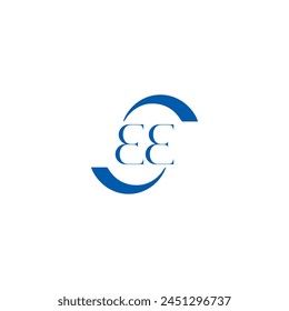 EE logo. E E design. White EE letter. EE, E E letter logo design. Initial letter EE linked circle uppercase monogram logo.