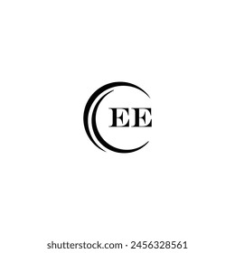 EE logo. E E design. White EE letter. EE, E E letter logo design. Initial letter EE linked circle uppercase monogram logo.