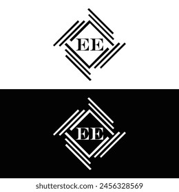 EE logo. E E design. White EE letter. EE, E E letter logo design. Initial letter EE linked circle uppercase monogram logo.