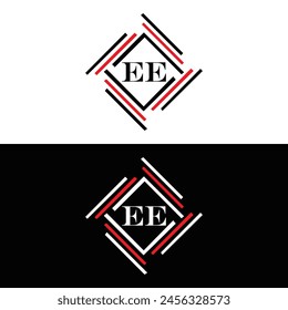 EE logo. E E design. White EE letter. EE, E E letter logo design. Initial letter EE linked circle uppercase monogram logo.