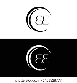 EE logo. E E design. White EE letter. EE, E E letter logo design. Initial letter EE linked circle uppercase monogram logo.