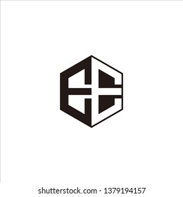 EE Logo Initial Monogram Negative Space Designs Templete with Black color and White Background