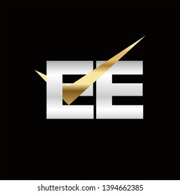 EE Logo of the Letter Tick Gold Initial Capital Designs Template Illustration Vector EPS 10