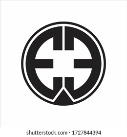 EE Logo monogram circle with piece ribbon style on white background