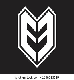 EE Logo monogram with emblem line style isolated on black background