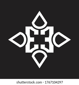 EE Logo monogram with four cone rounded by the shape design template