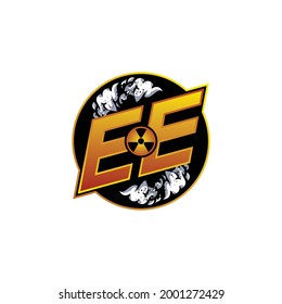 EE Logo Monogram Gaming mit Gas Shape Designs Vorlage Vektorsymbol modern