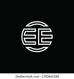 EE logo monogram with negative space circle rounded design template