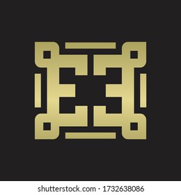 EE Logo monogram with piece line art design template
