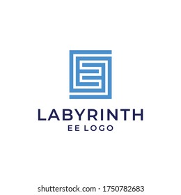 EE logo vector geometric with blue colour white background