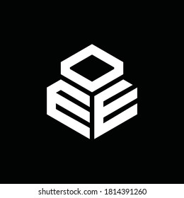 EE monogram logo with 3 cube style design template isolated on black background