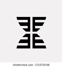 EE-Monogramm-Logo. Buchstabe e kreatives Typografisches Symbol, das ein X bildet. Zeilenzeichen.Alphabet-Initialen einzeln auf hellem Hintergrund. Moderne, ästhetische geometrische Zeichen für die Firmenmarkierung.