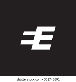 EE negative space letter logo black background