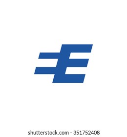 EE negative space letter logo blue