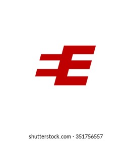 EE negative space letter logo red