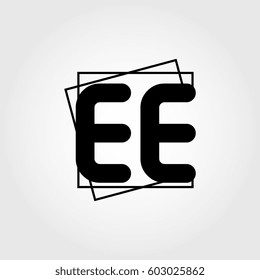 ee uppercase initials square frame business logo