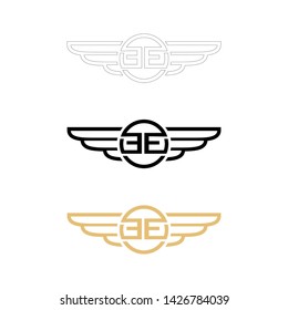 EE wing logo design font vector