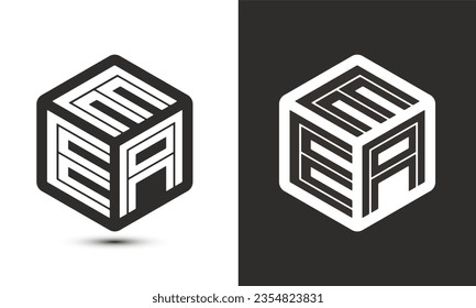 EEA letter logo design with illustrator cube logo, vector logo modern alphabet font overlap style. Premium Business logo icon. White color on black background