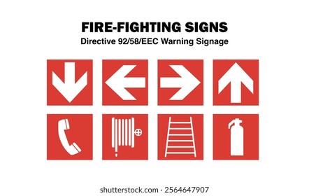 EEC fire-fighting safety signs and symbols