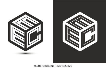 EEC letter logo design with illustrator cube logo, vector logo modern alphabet font overlap style. Premium Business logo icon. White color on black background