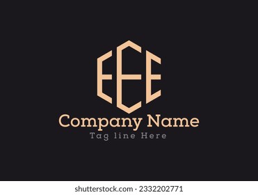 EEE letter logo design with polygon shape. EEE polygon logo monogram in gold colour.