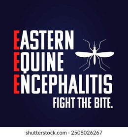 Virus del mosquito EEE. Lucha contra la mordedura. Plantilla de Vector cuadrado con texto. Infección por encefalitis equina oriental.