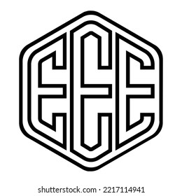EEE three-letter polygon iconic logo design vector template, monogram, abstract, wordmark, letter mark, business, typography, flat, minimalist, brand, initial letter logo, symbol, geometric,  isolated