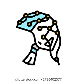 eeg cap connected wires color icon vector. eeg cap connected wires sign. isolated symbol illustration