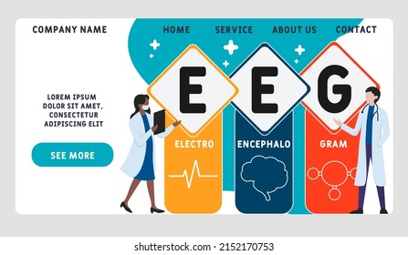 EEG Electroencephalogram acronym. medical concept background.  vector illustration concept with keywords and icons. lettering illustration with icons for web banner, flyer, landing 