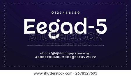 Eegad-5 Abstract technology space font and alphabet. techno effect fonts designs. Typography digital sci-fi concept. vector illustration