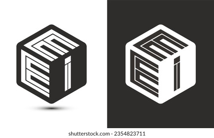 EEI letter logo design with illustrator cube logo, vector logo modern alphabet font overlap style. Premium Business logo icon. White color on black background