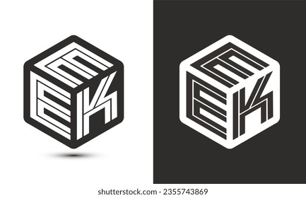 EEK letter logo design with illustrator cube logo, vector logo modern alphabet font overlap style. Premium Business logo icon. White color on black background