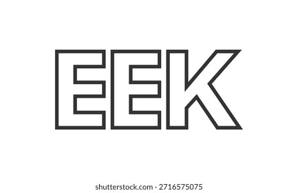 Modelo de design de logotipo EEK com texto em negrito forte e moderno. Logotipo vetorial inicial com tipografia simples e mínima. Identidade de empresa moderna ideal para a presença de marca de empresas.