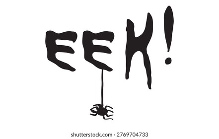 EEK spider text font calligraphy hand written lettering script black color object icon happy halloween day scarey creepy eek spider happy halloween day 31 thirty one trick or treat eek spider object 