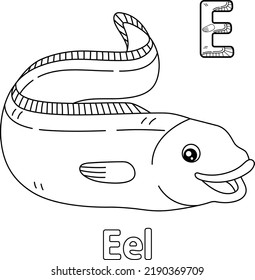 Eel Alphabet ABC Coloring Page E