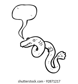caricatura de anguila con burbuja de habla