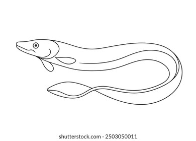 Eel Continuous line art vector illustration on white background