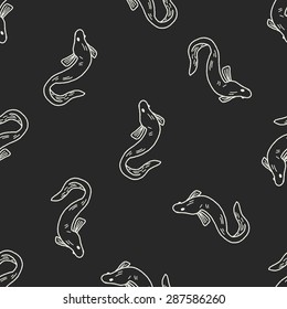 Eel doodle seamless pattern background