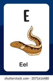 Eel Electric Animals Alphabet Flash Card Education for Kindergarten